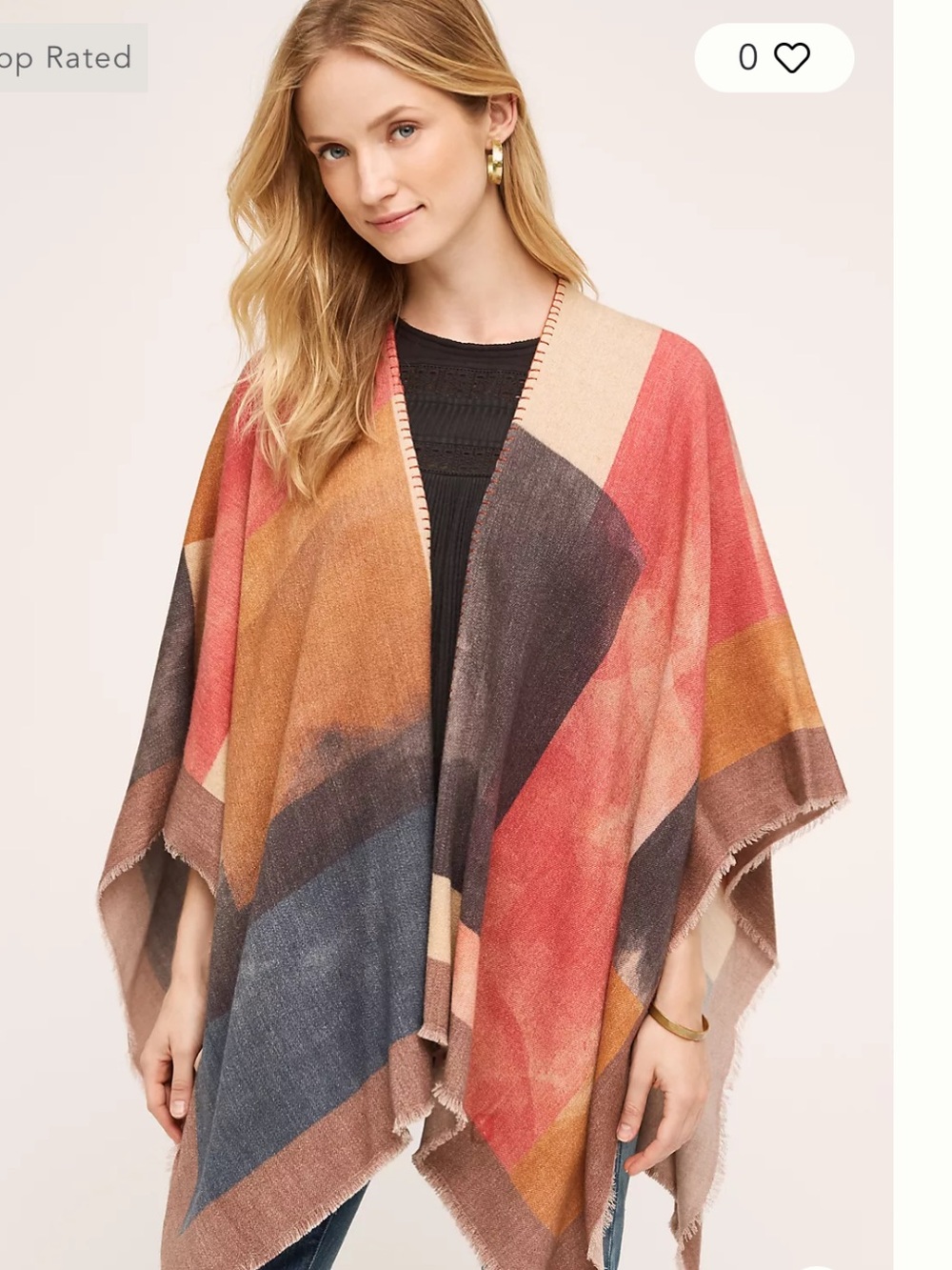 SAACHI Anthropology Poncho patchwork style Kimono wrap wool blend Cape